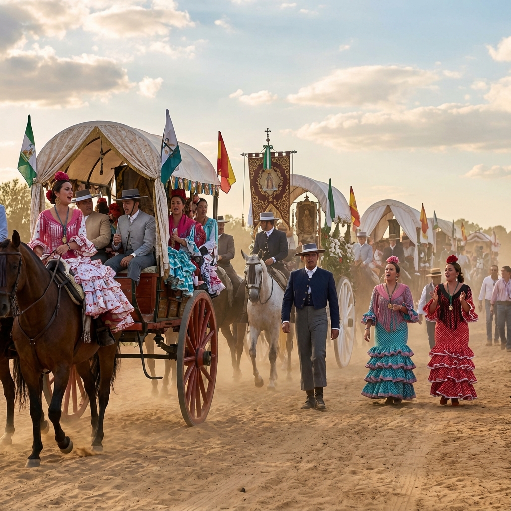 Vista aérea de la Romería del Rocío